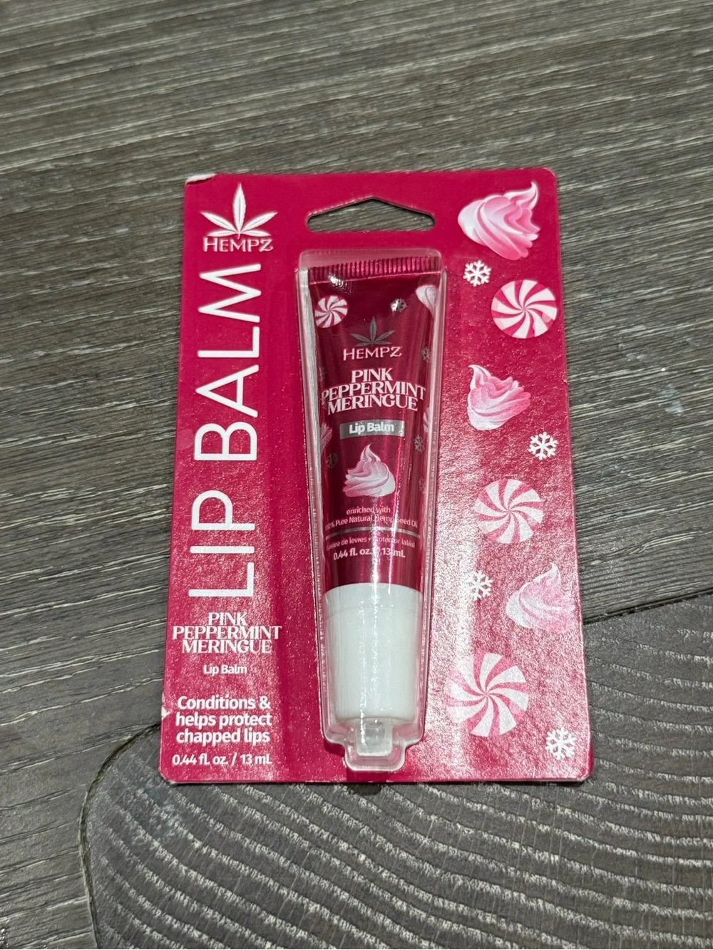 NWT Hempz Pink Peppermint Meringue Lip Balm protects chapped lips